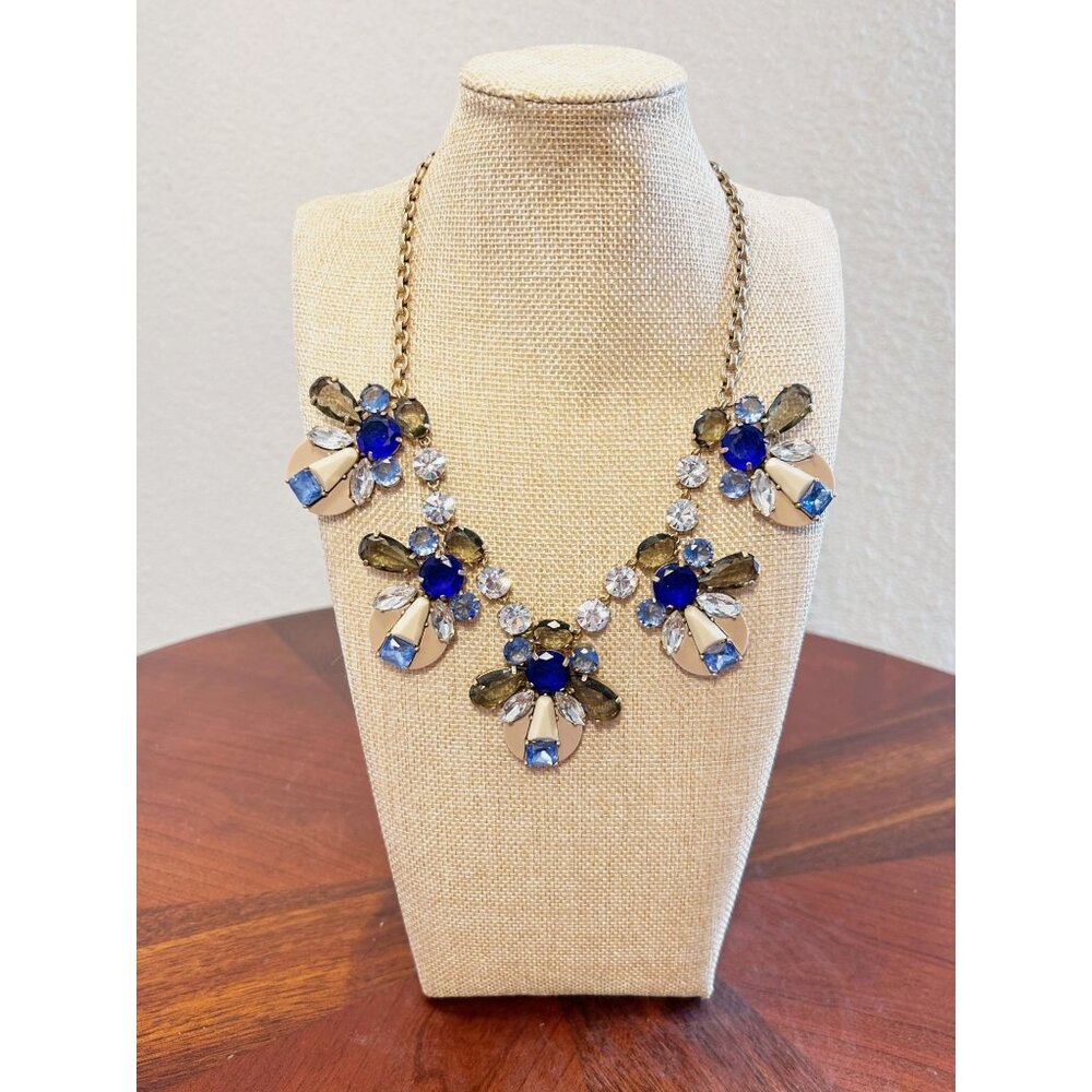 J. Crew Goldtone Multicolor Crystal Statement Chunky Necklace